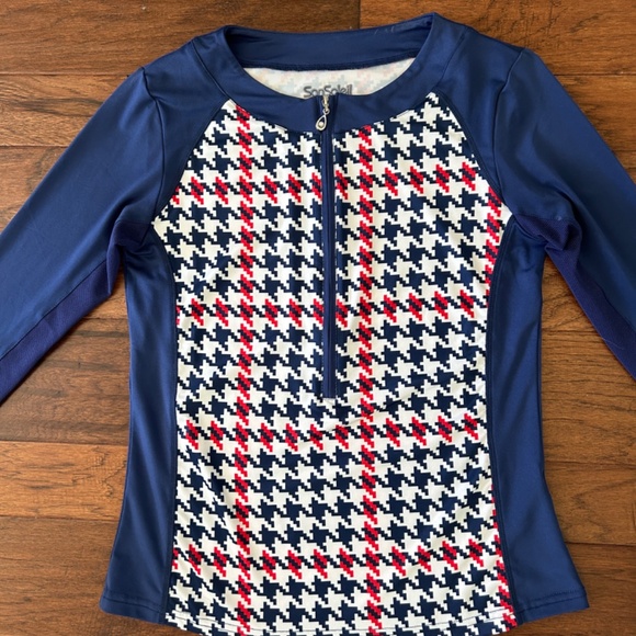 SanSoleil Tops - SanSoleil Top Golf 1/4 zip Red White Blue long sleeve Small